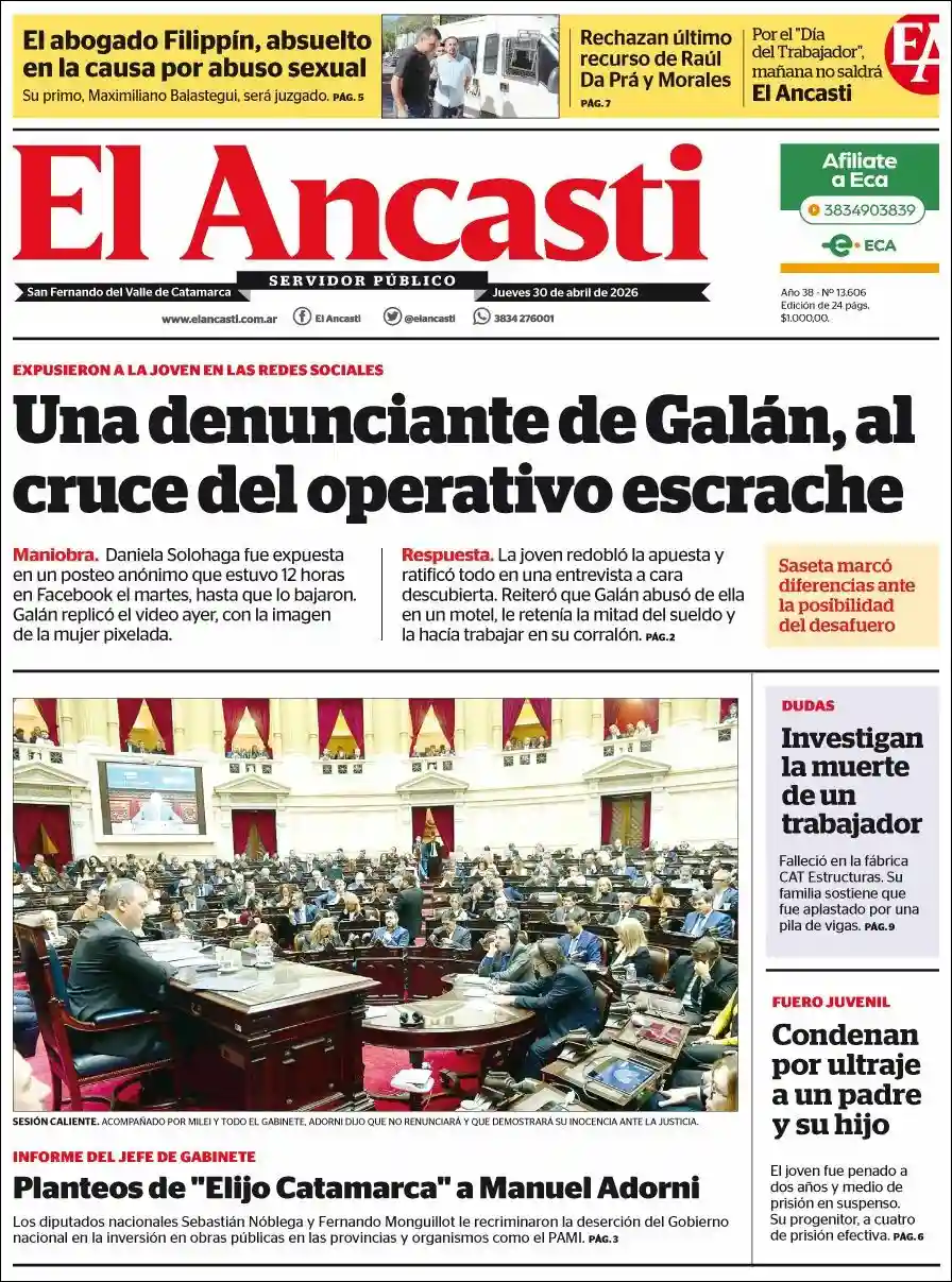 Evolucion Streaming | FM PUPULAR CUENCA - Tapa del diario Ancasti