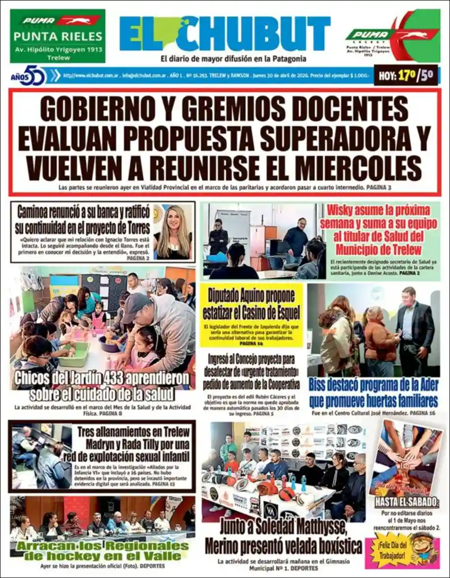 Evolucion Streaming | FM PUPULAR CUENCA - Tapa del diario El Chubut