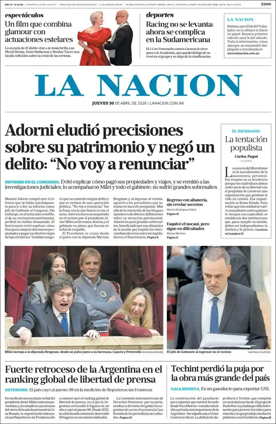 Evolucion Streaming | FM PUPULAR CUENCA - Tapa del diario Nacion